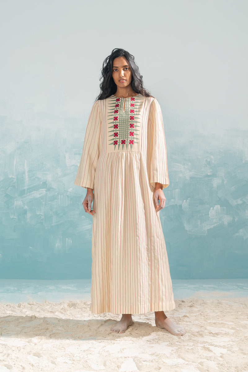 GATHERED YOKE DRESS SOUTH BEACH SUNRISE