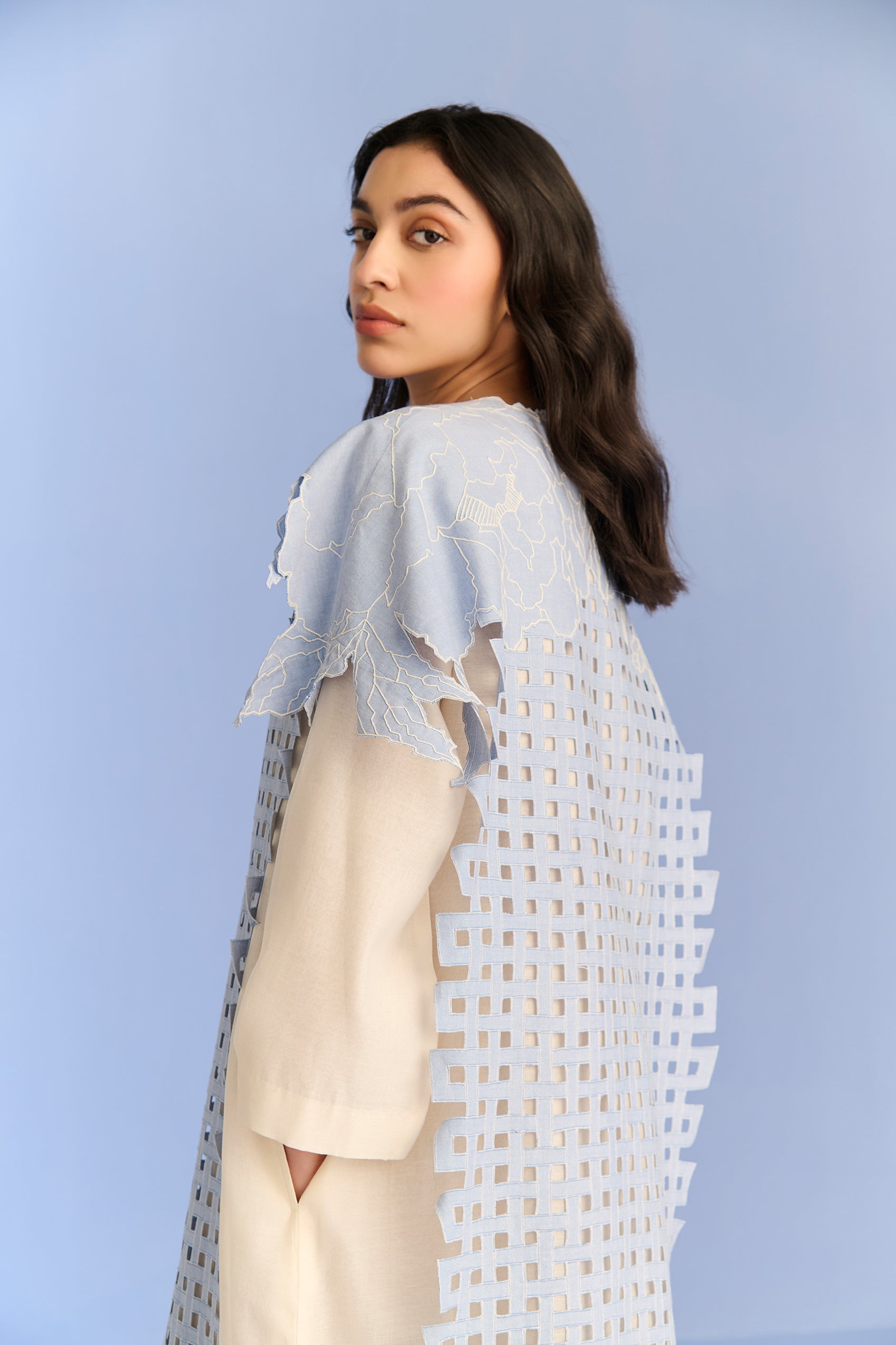 3D CUTWORK PANEL DRESS