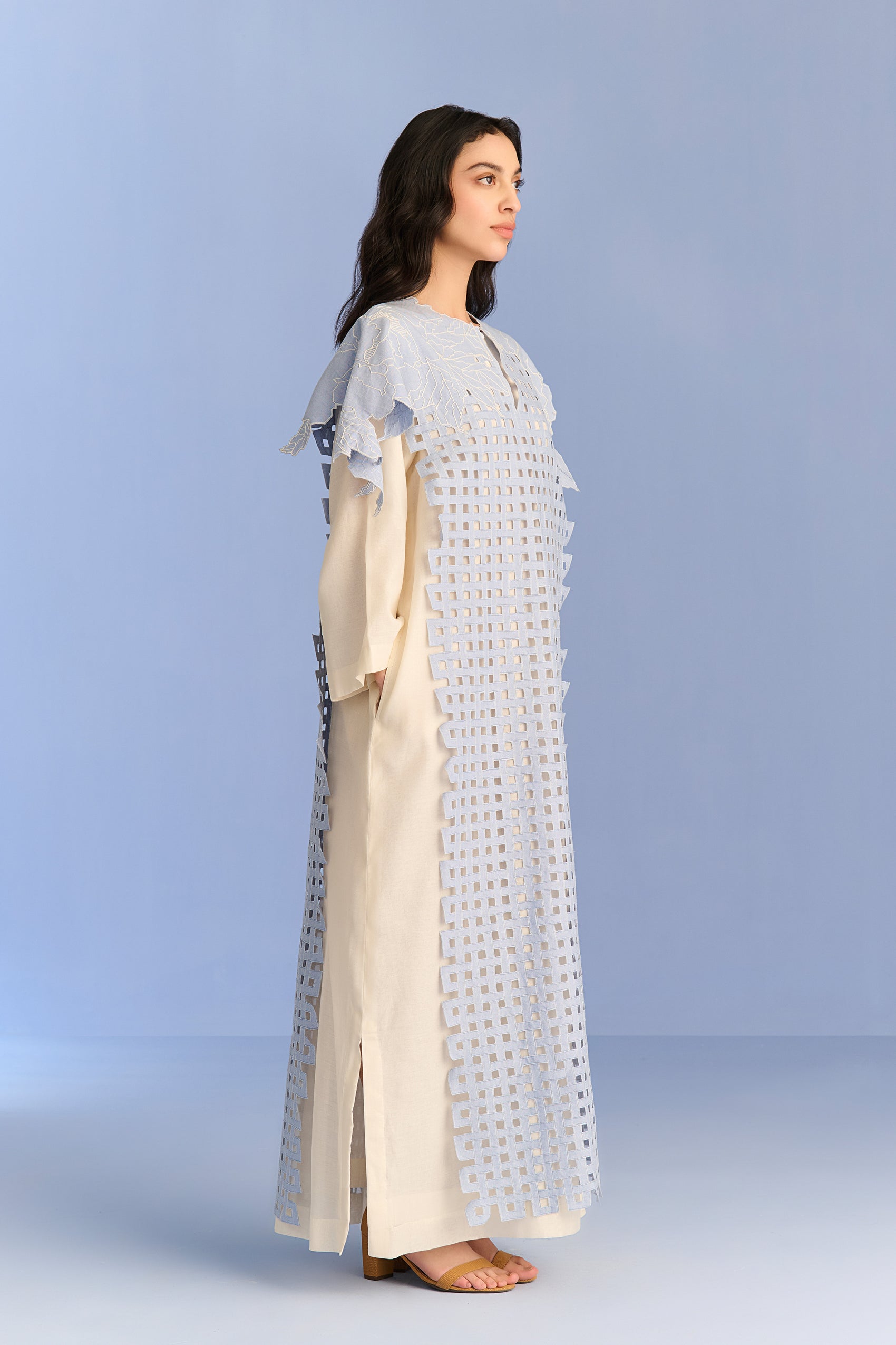 3D CUTWORK PANEL DRESS