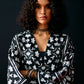 BLACK ALL-OVER FLORAL THREAD JACKET