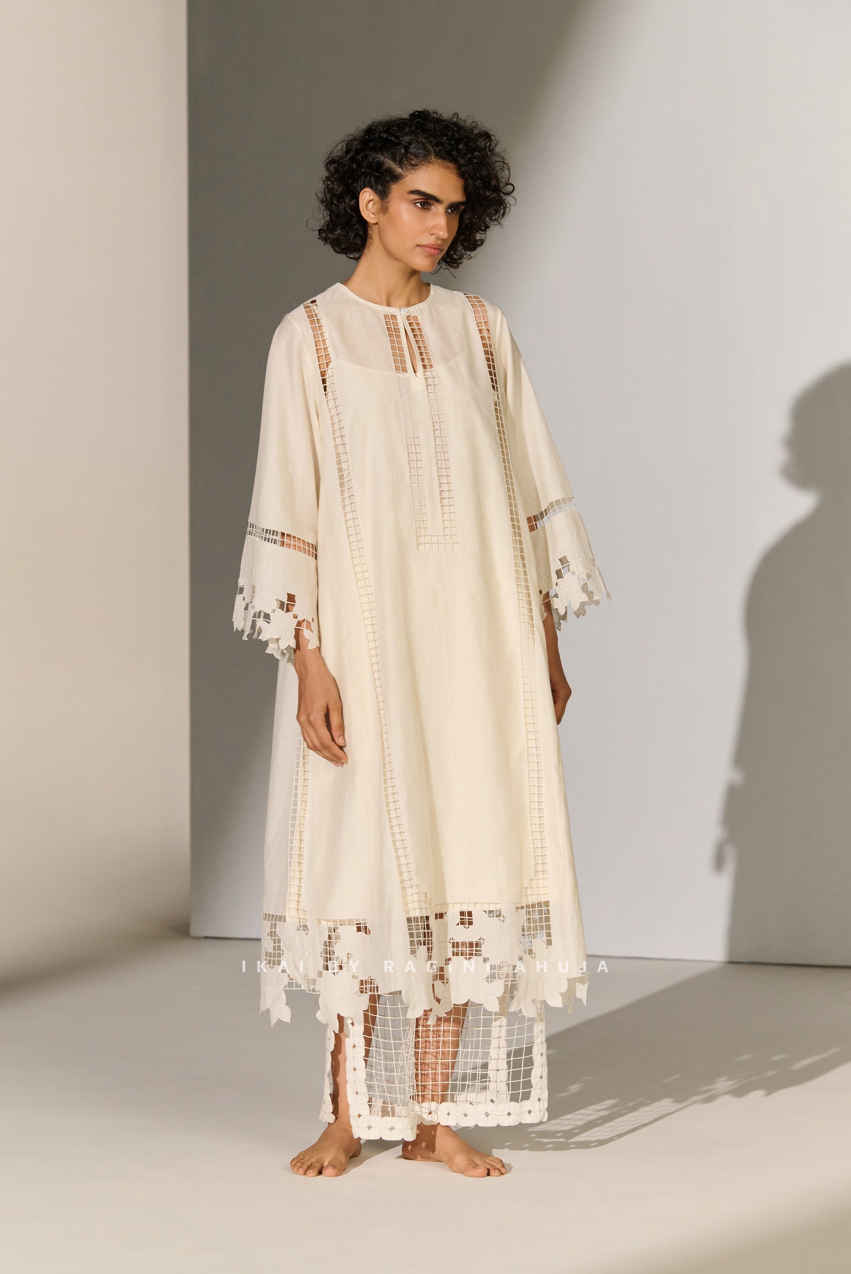 LACE CUTWORK A-LINE KAMEEZ