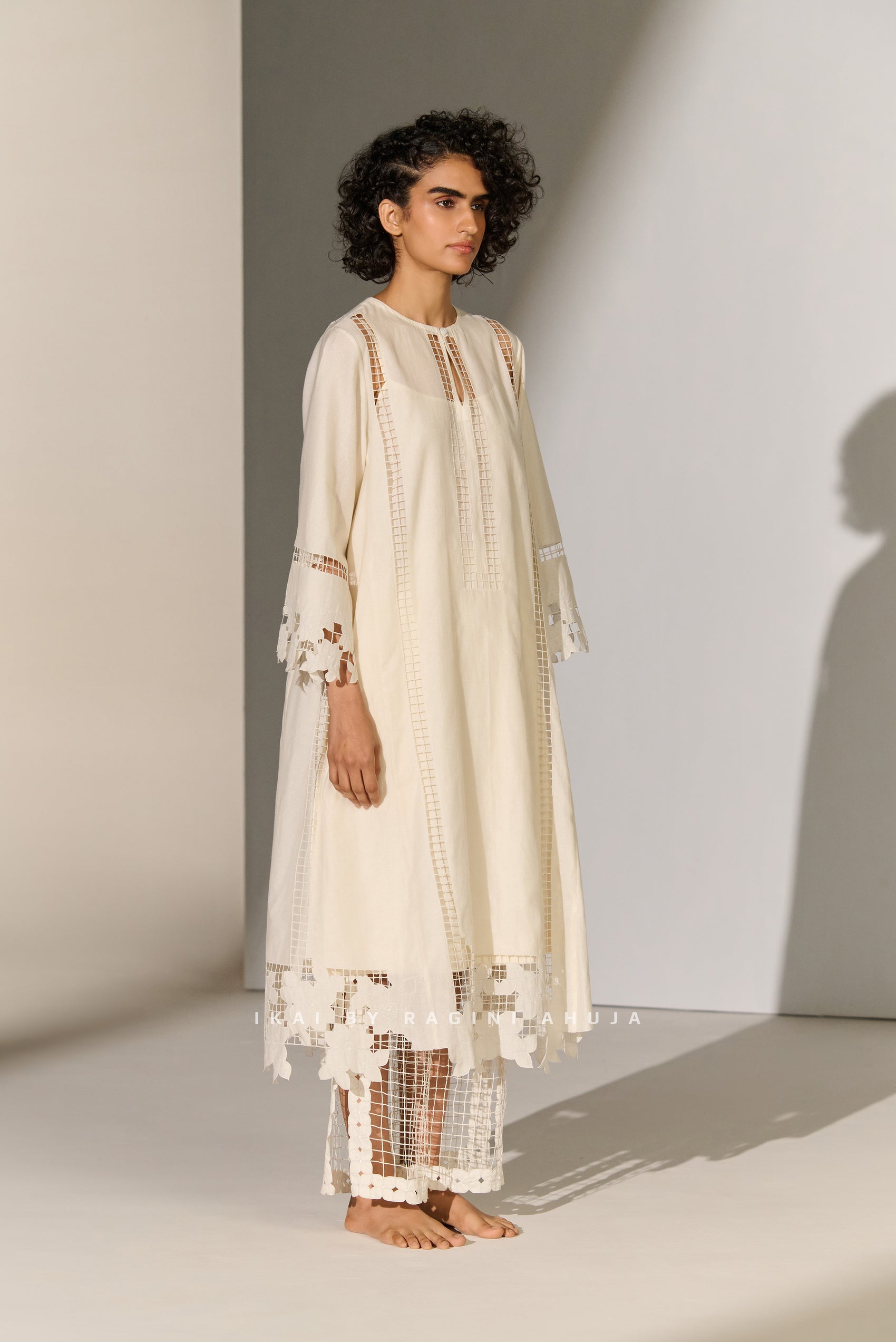 LACE CUTWORK A-LINE KAMEEZ