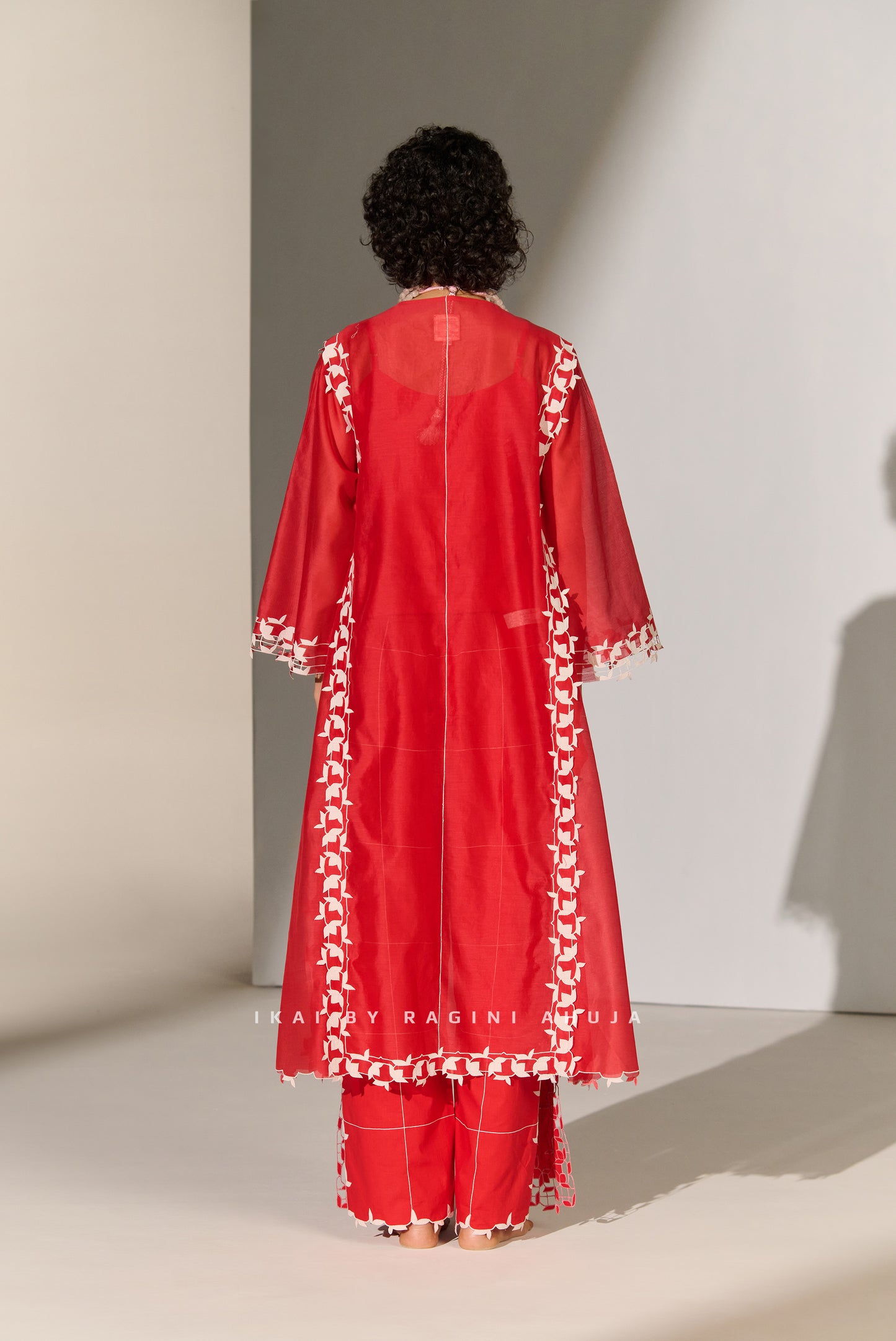 CUTWORK A-LINE KAMEEZ RED