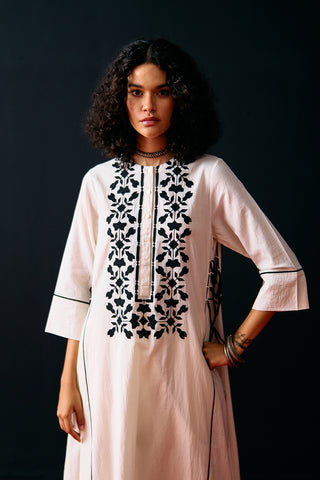 IVORY FLORAL A-LINE KAMEEZ