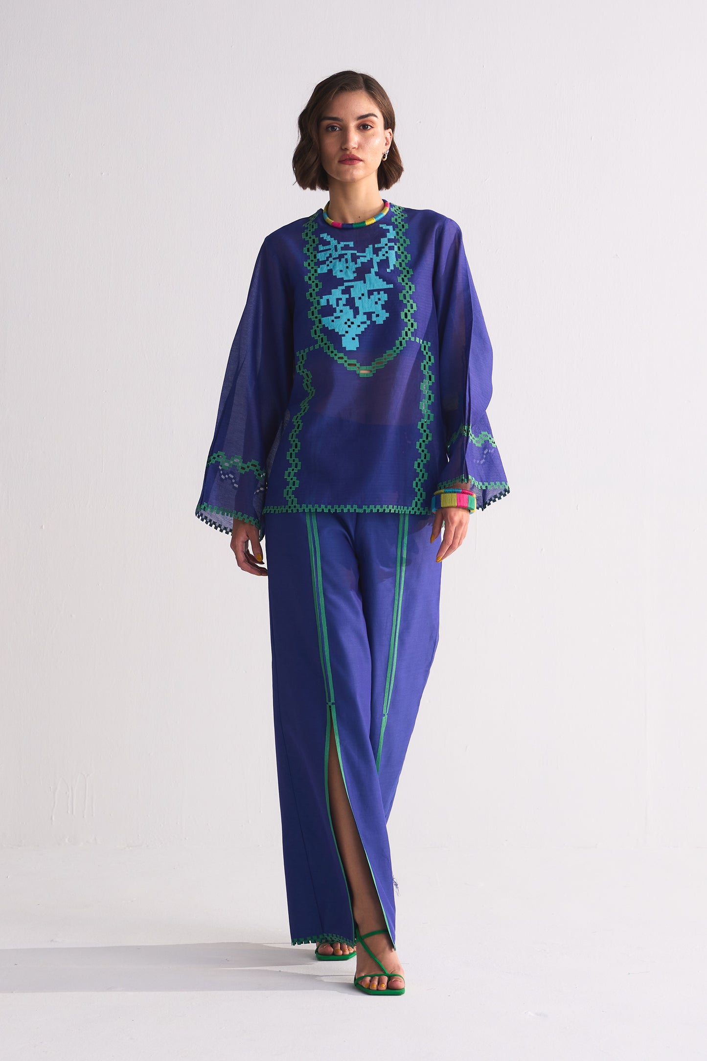 YOKE CUTWORK BLOUSE