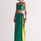 COLOUR BLOCKED WRAP SKIRT