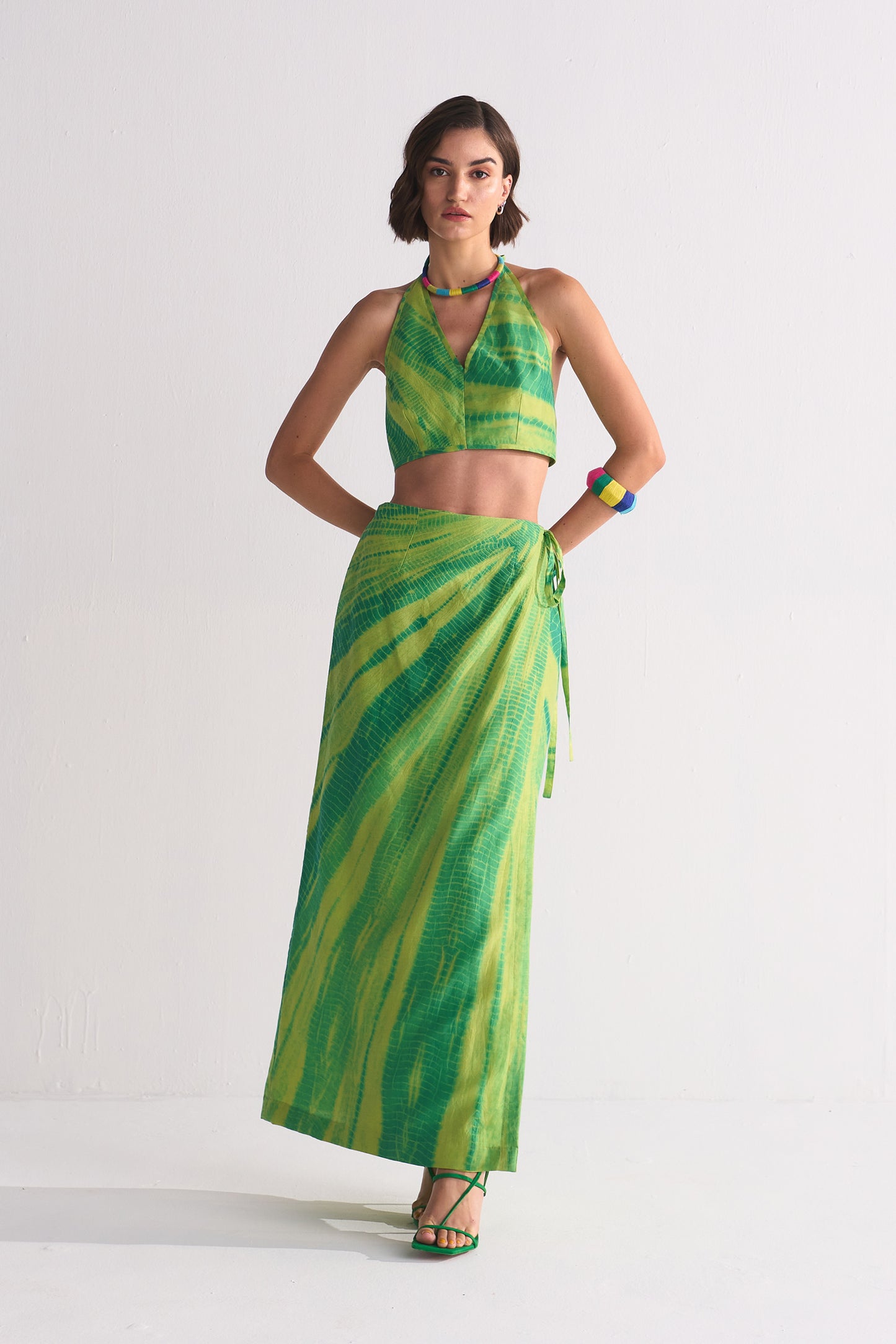 DIAGONAL DYED WRAP SKIRT