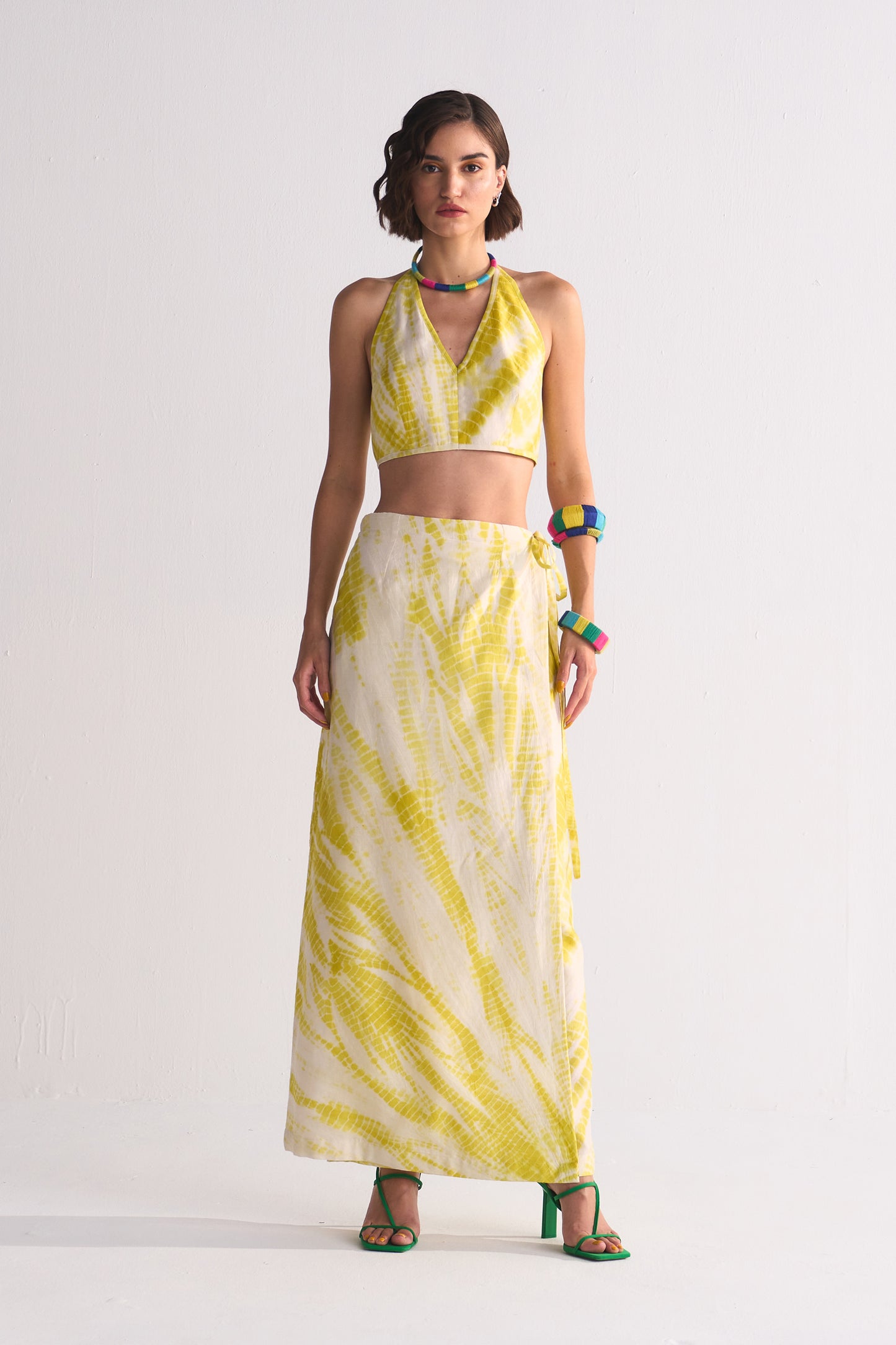 DIAGONAL DYED WRAP SKIRT