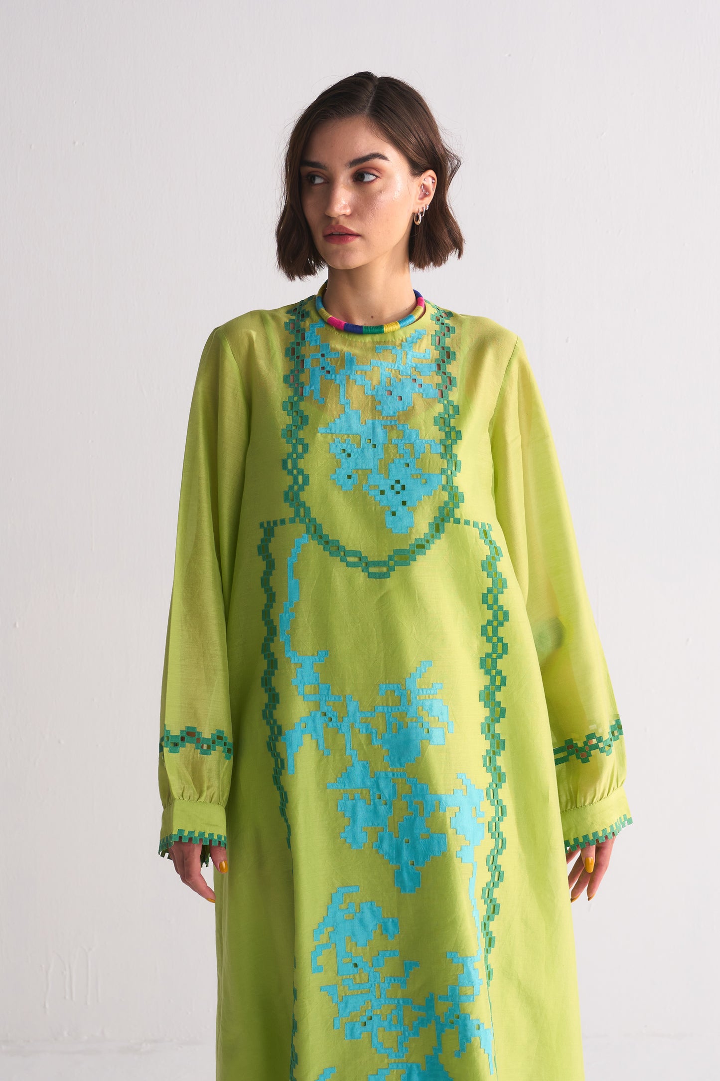 YOKE CUTWORK DRESS