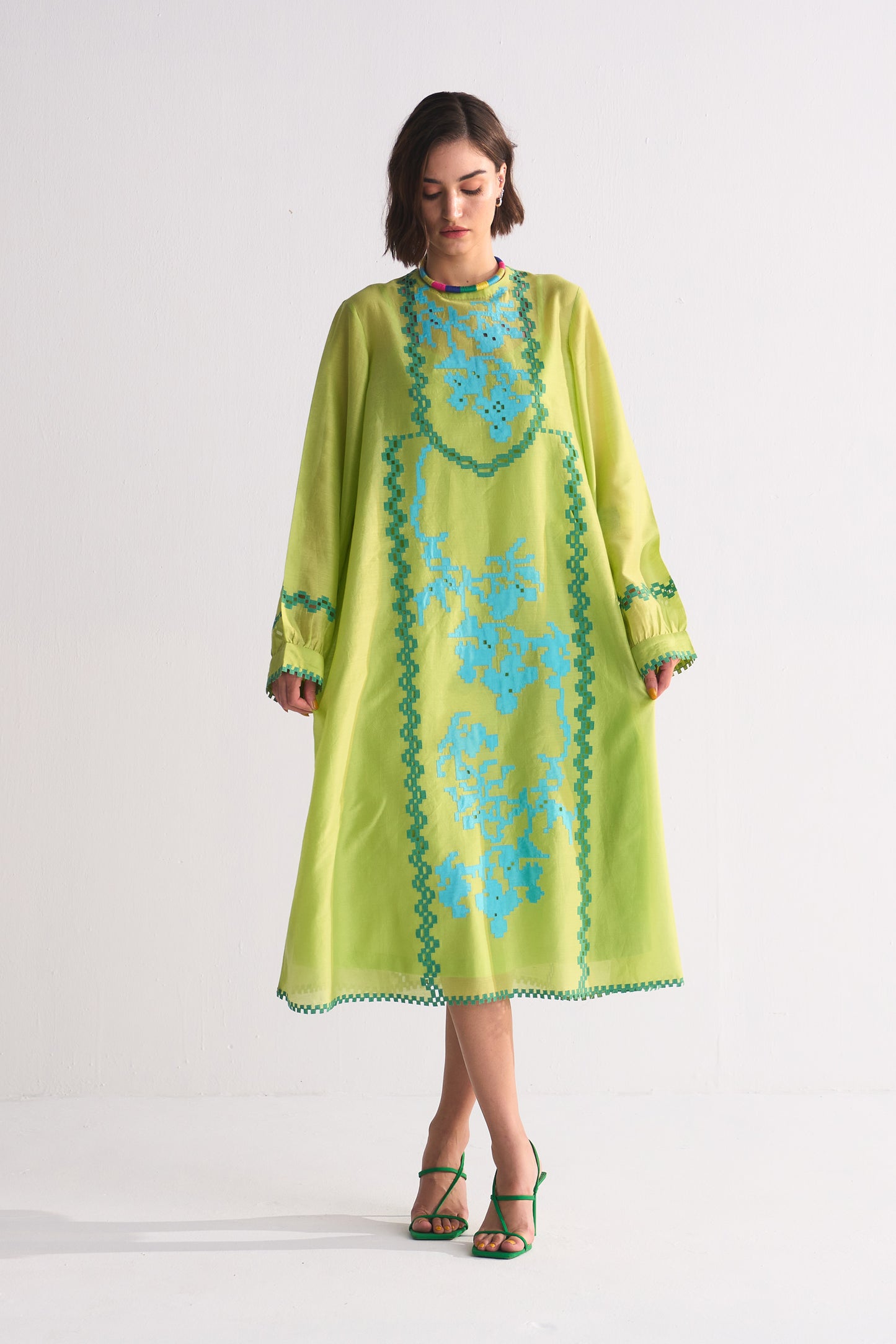 YOKE CUTWORK DRESS