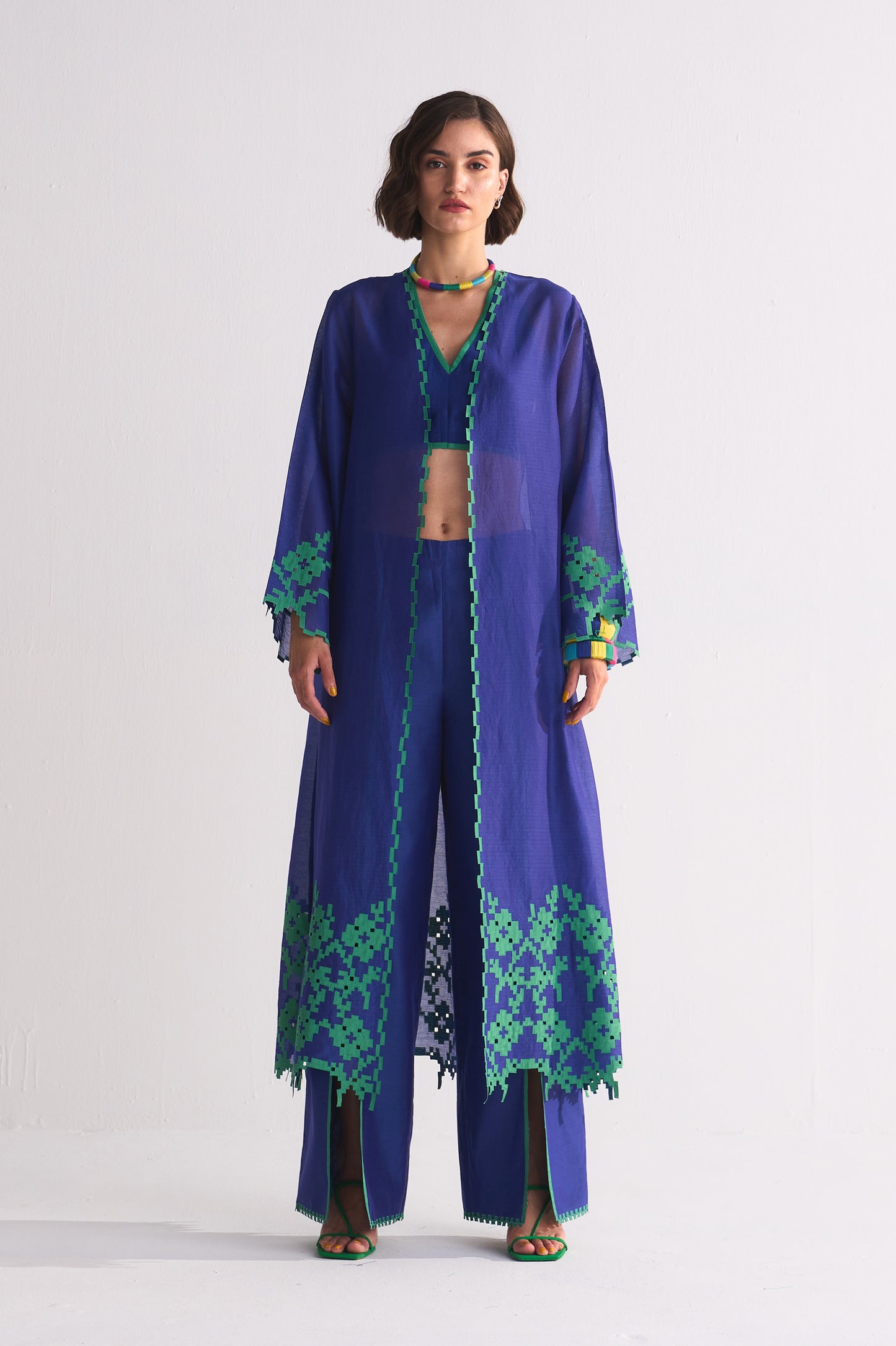 GEOMETRIC FLORAL APPLIQUE' AND CUTWORK JACKET