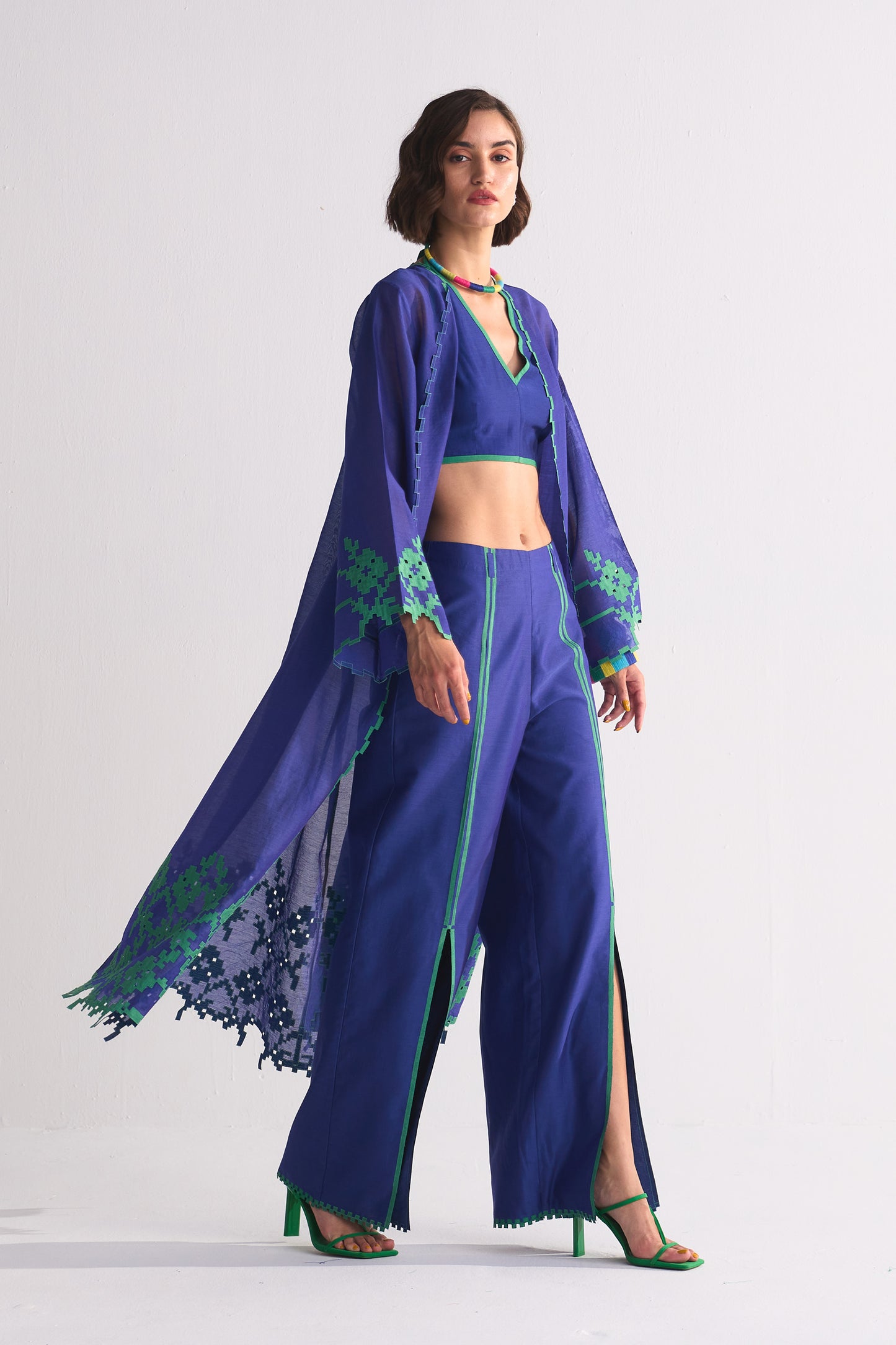 GEOMETRIC FLORAL APPLIQUE' AND CUTWORK JACKET