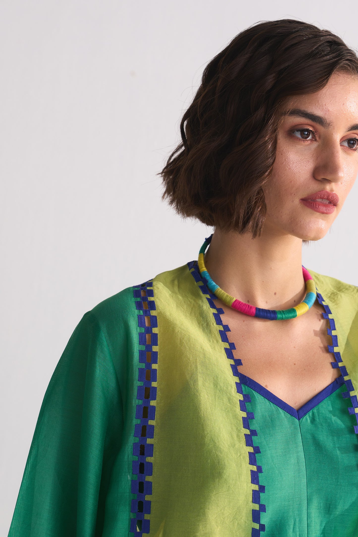 COLOUR BLOCKED APPLIQUE' AND CUTWORK JACKET