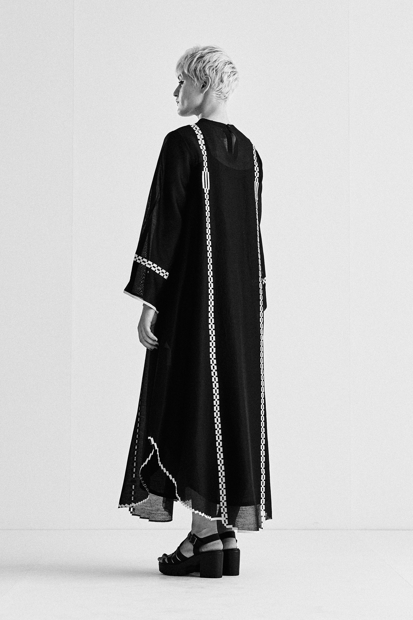 CIRCULAR MAXI DRESS WITH APPLIQUE' AND CUTWORK