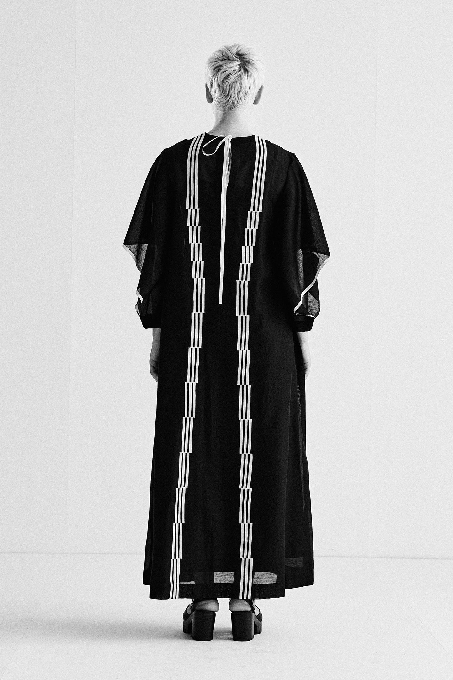 CIRCULAR MAXI DRESS WITH APPLIQUE' AND CUTWORK