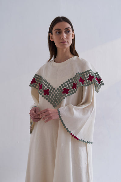 CAPE CUTWORK DRESS