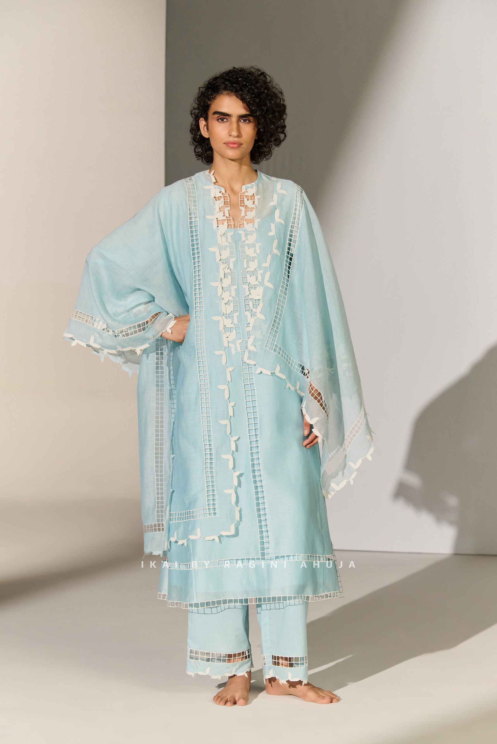 GEOMETRIC FLORAL CUTWORK DUPATTA