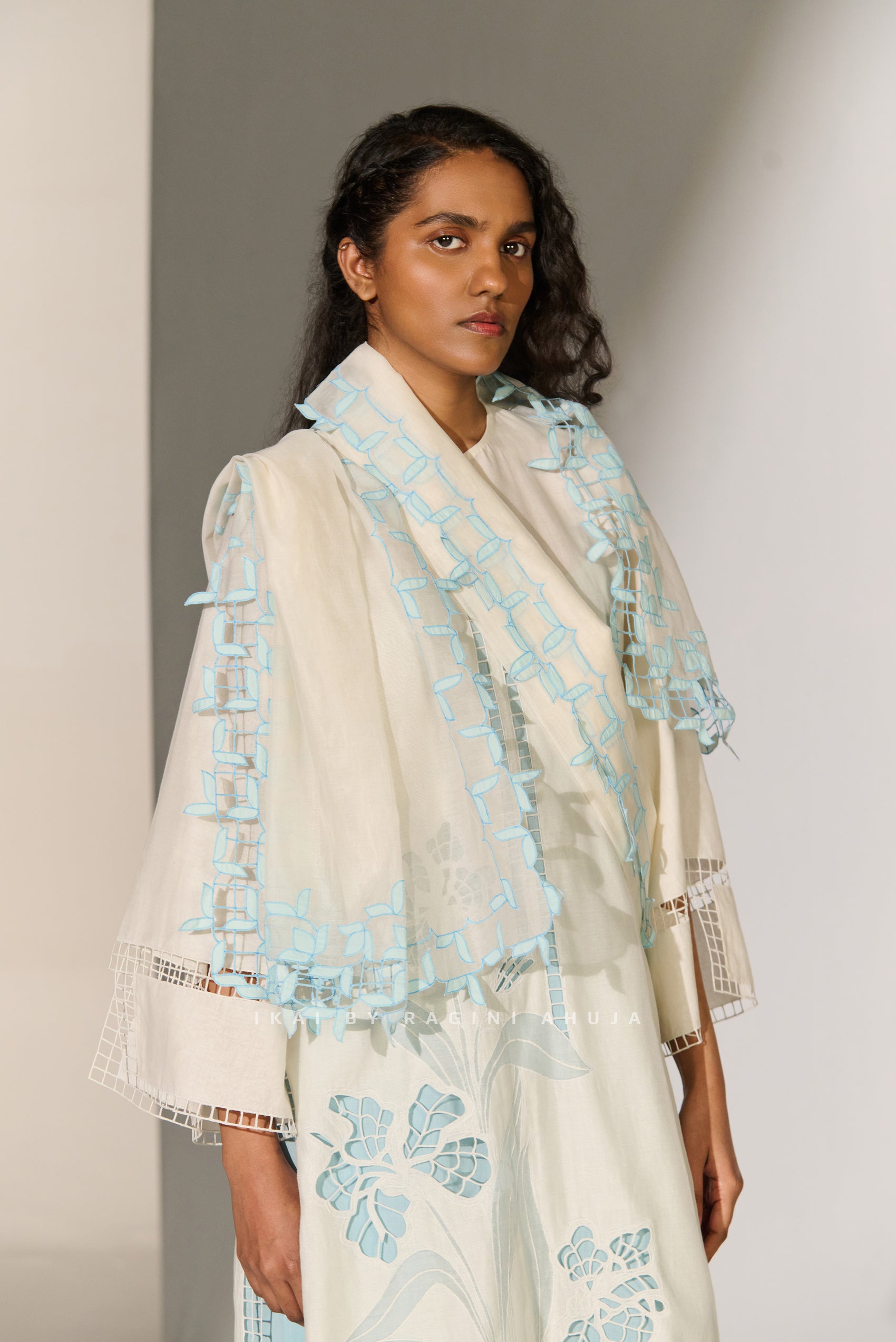 GEOMETRIC FLORAL CUTWORK DUPATTA IVR