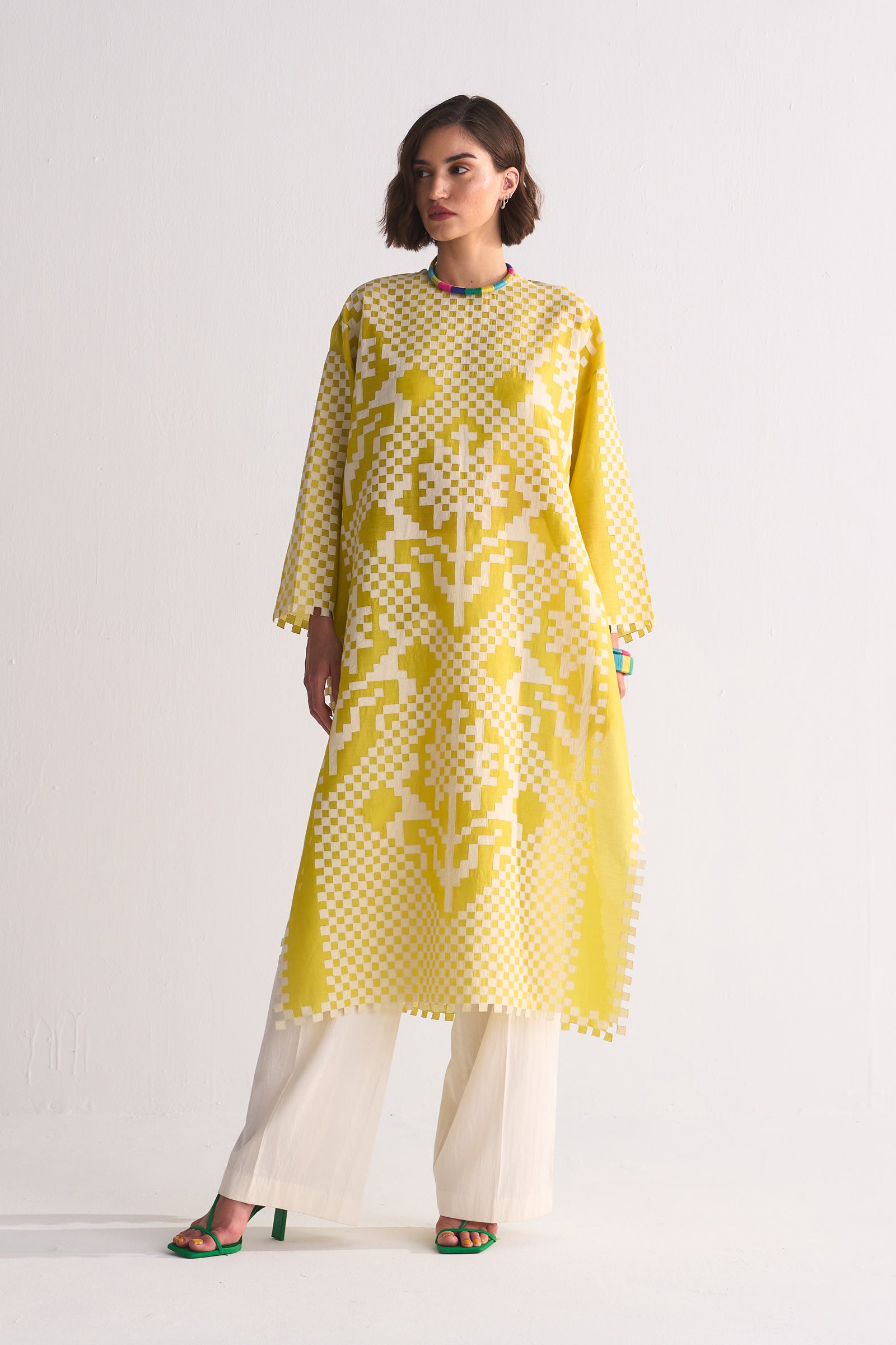CROSS ARTWORK APPLIQUE' AND CUTWORK KAMEEZ