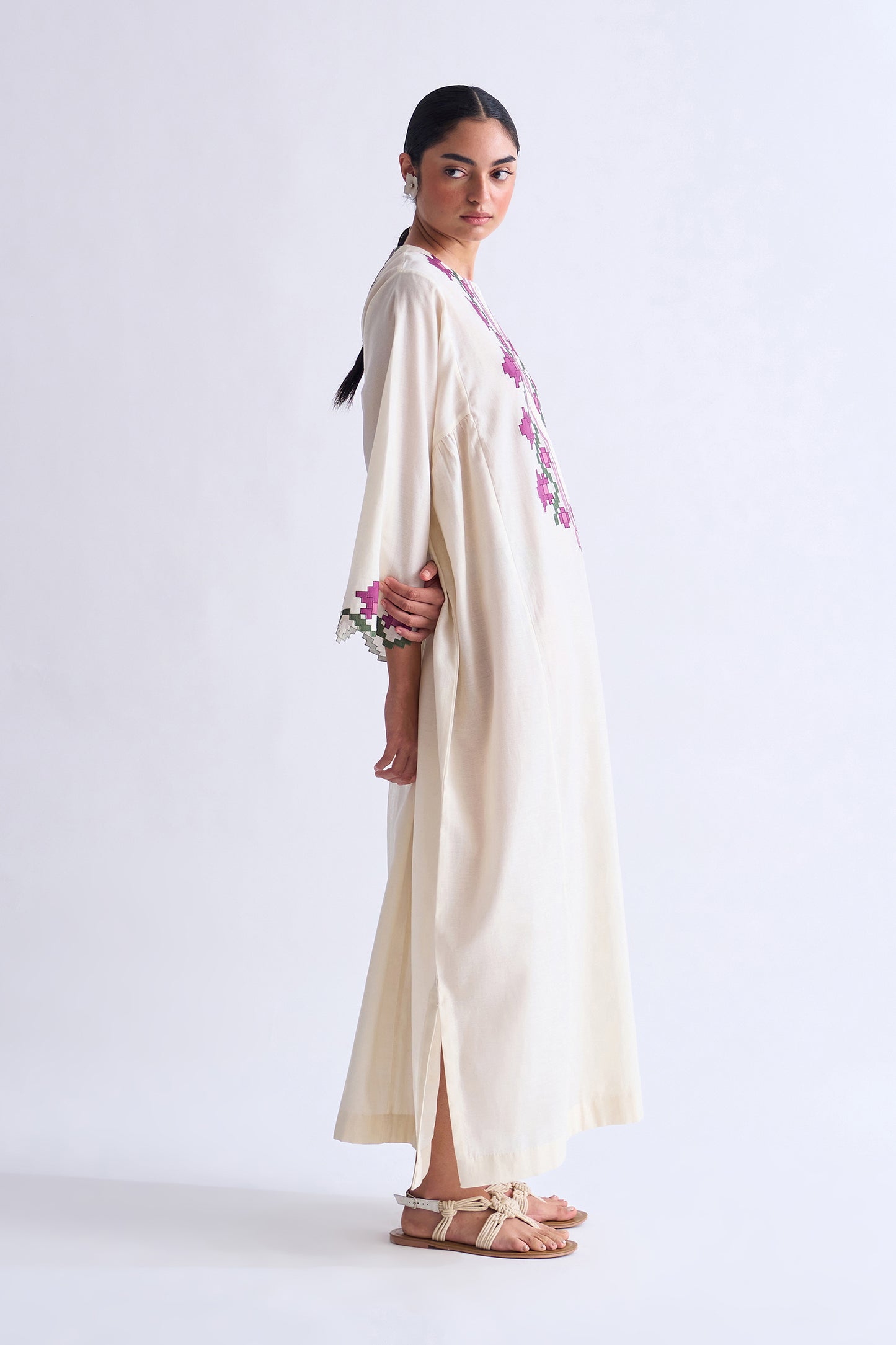 SIDE GATHER KAFTAN DRESS