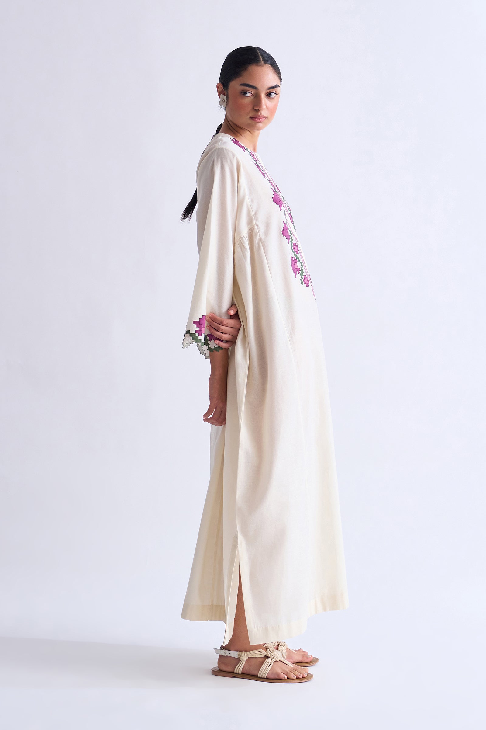 SIDE GATHER KAFTAN DRESS