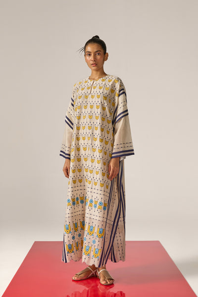 APPLIQUE' AND OUTLINE LONG KAFTAN