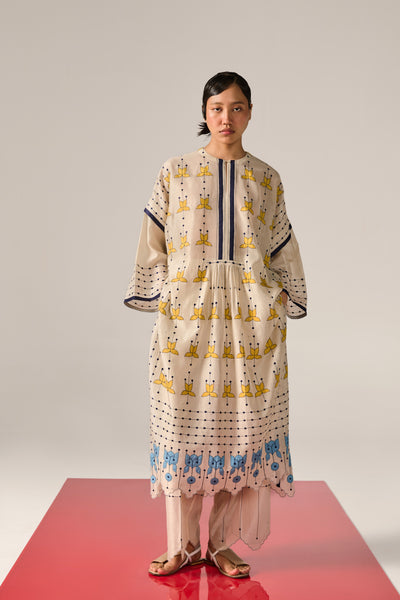 APPLIQUE' AND CUTWORK CENTRE GATHER KAFTAN KAMEEZ