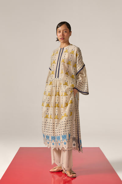 APPLIQUE' AND CUTWORK CENTRE GATHER KAFTAN KAMEEZ