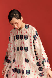 APPLIQUE' AND OUTLINE CENTRE GATHER LONG KAFTAN