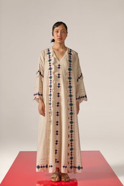 APPLIQUE' AND OUTLINE KAFTAN JACKET AND DRESS SET