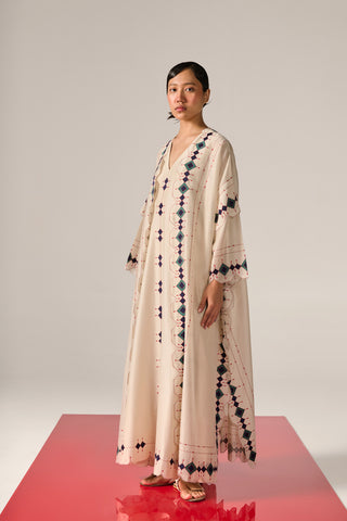 APPLIQUE' AND OUTLINE KAFTAN JACKET AND DRESS SET