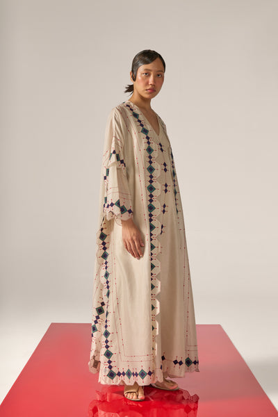 APPLIQUE' AND OUTLINE KAFTAN JACKET AND DRESS SET