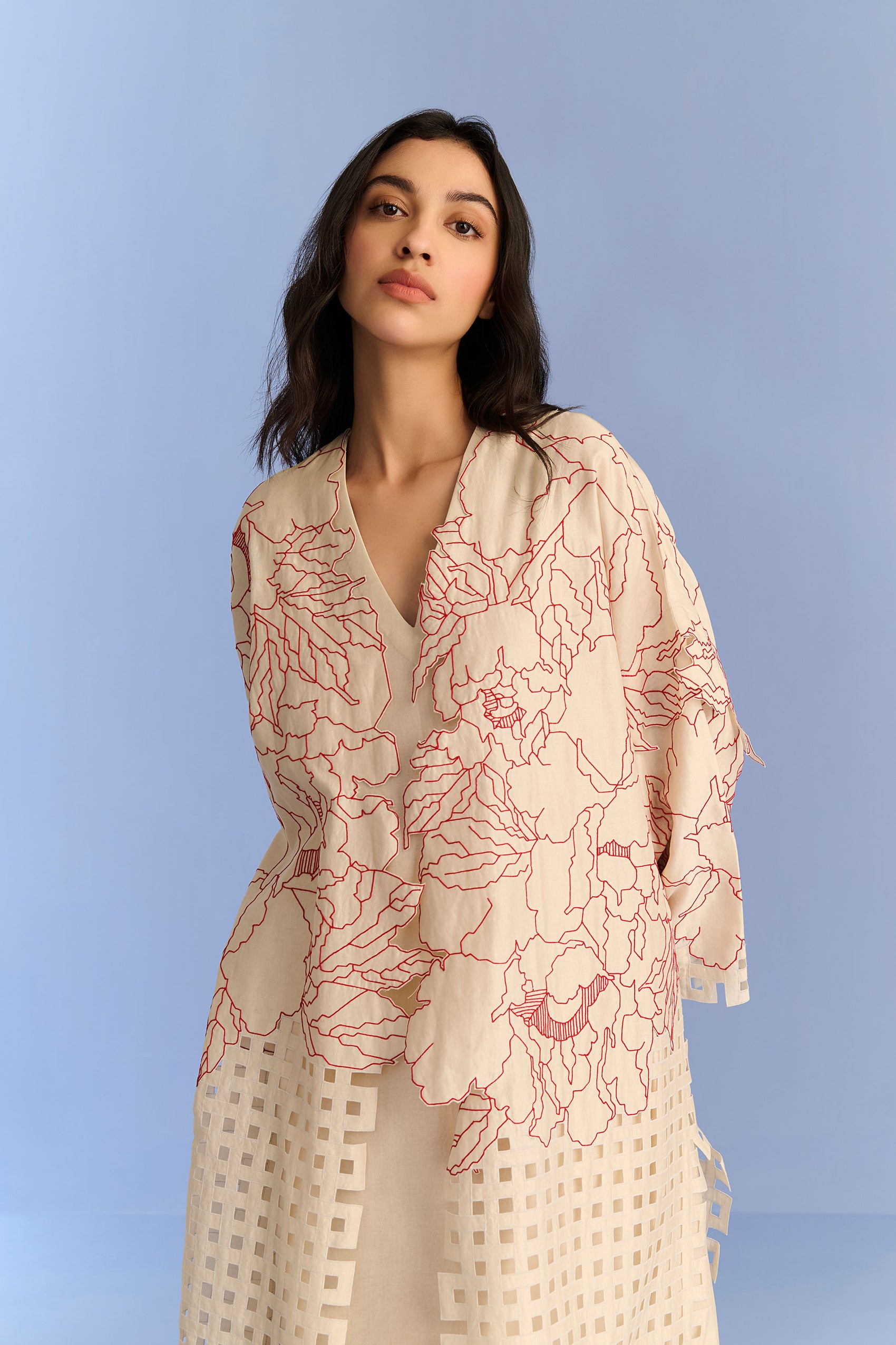 APPLIQUE' AND CUTWORK JACKET SET