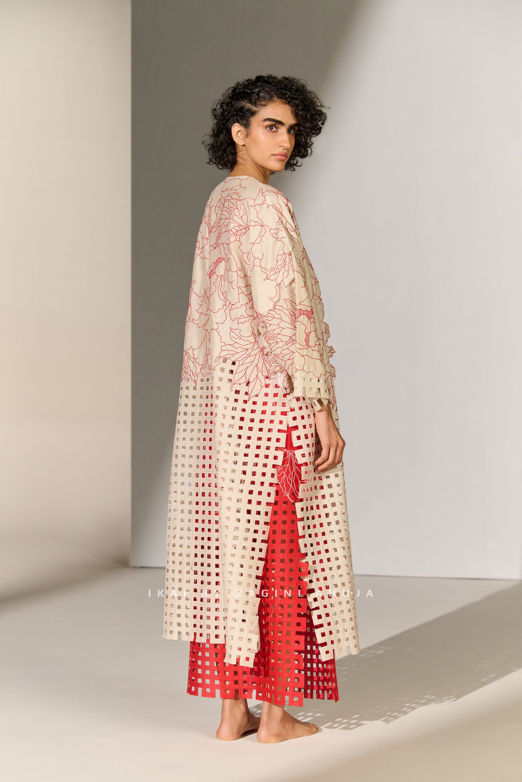 GEOMETRIC AND FLORAL CUTWORK JACKET