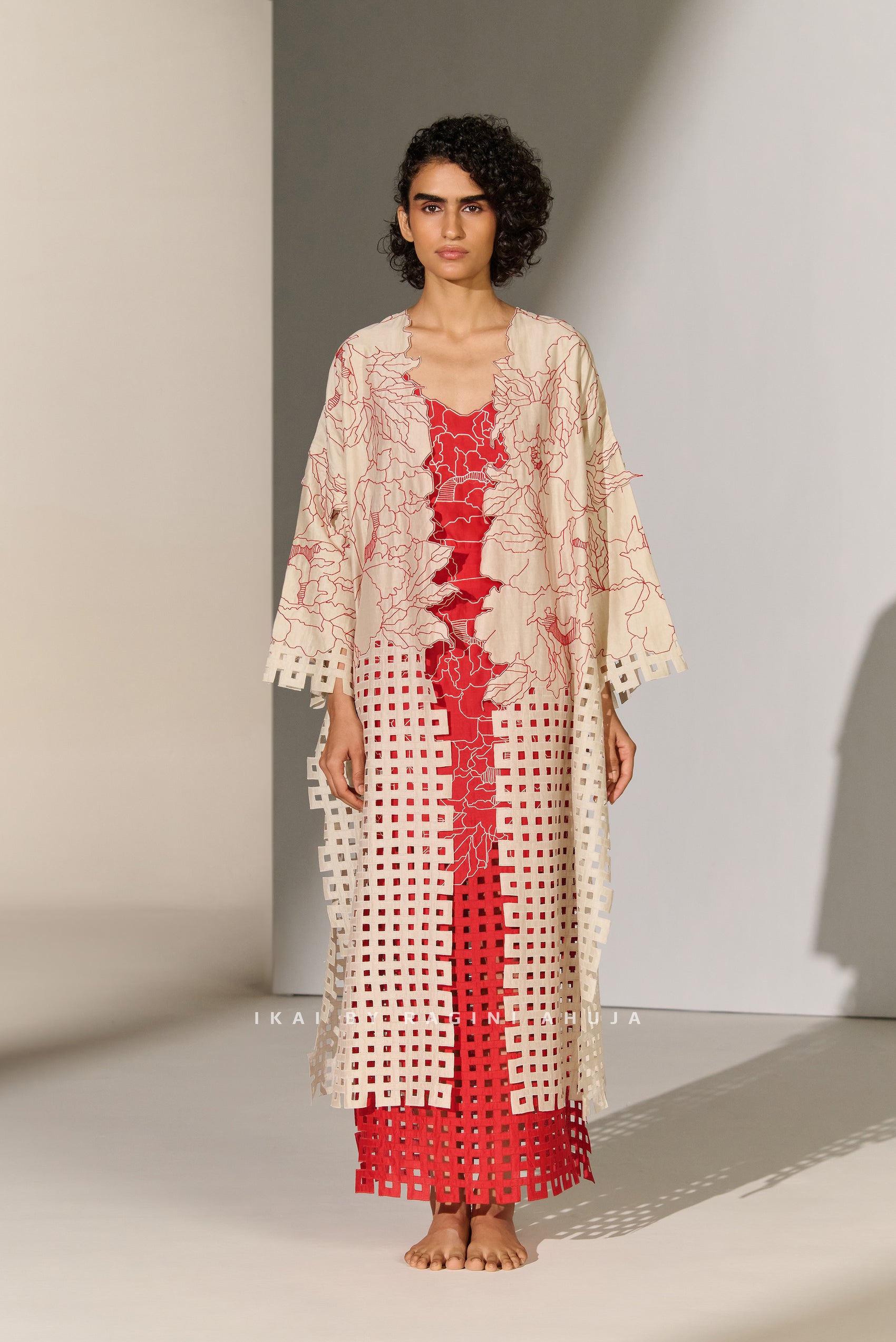 GEOMETRIC AND FLORAL CUTWORK JACKET