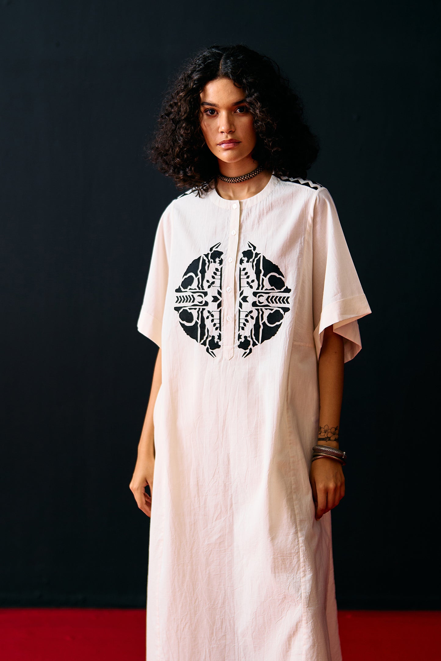 IVORY TRIBAL APPLIQUE' KAFTAN