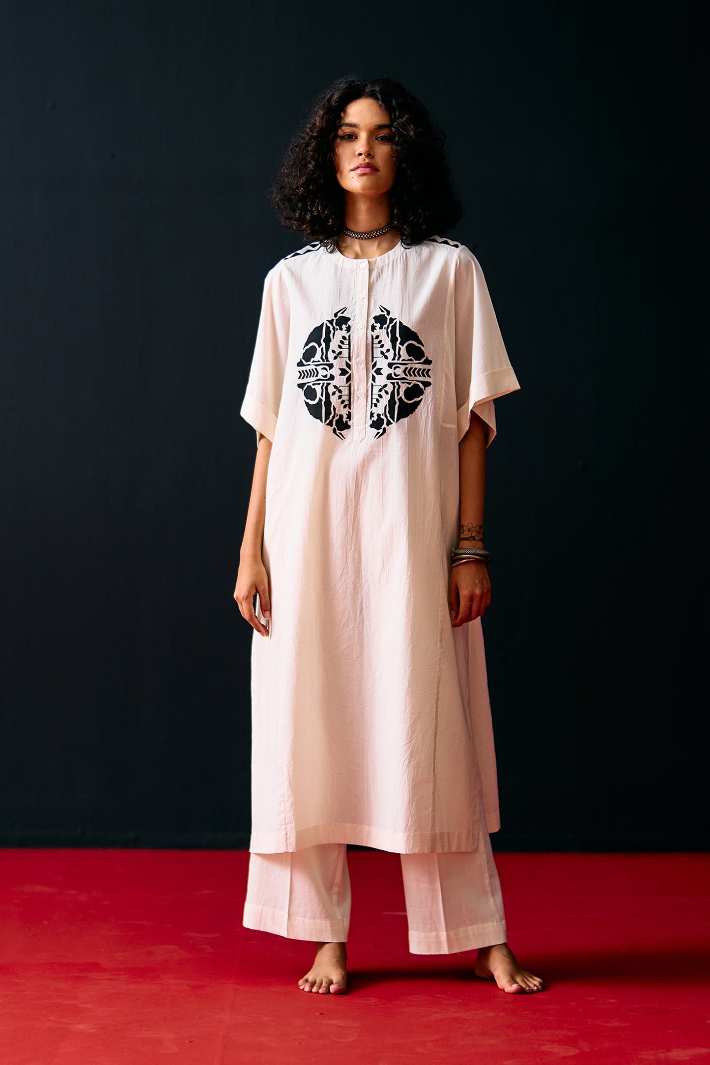 IVORY TRIBAL APPLIQUE' KAFTAN