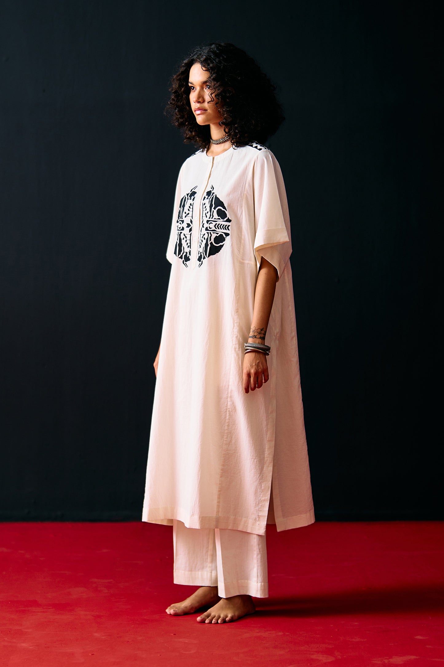IVORY TRIBAL APPLIQUE' KAFTAN