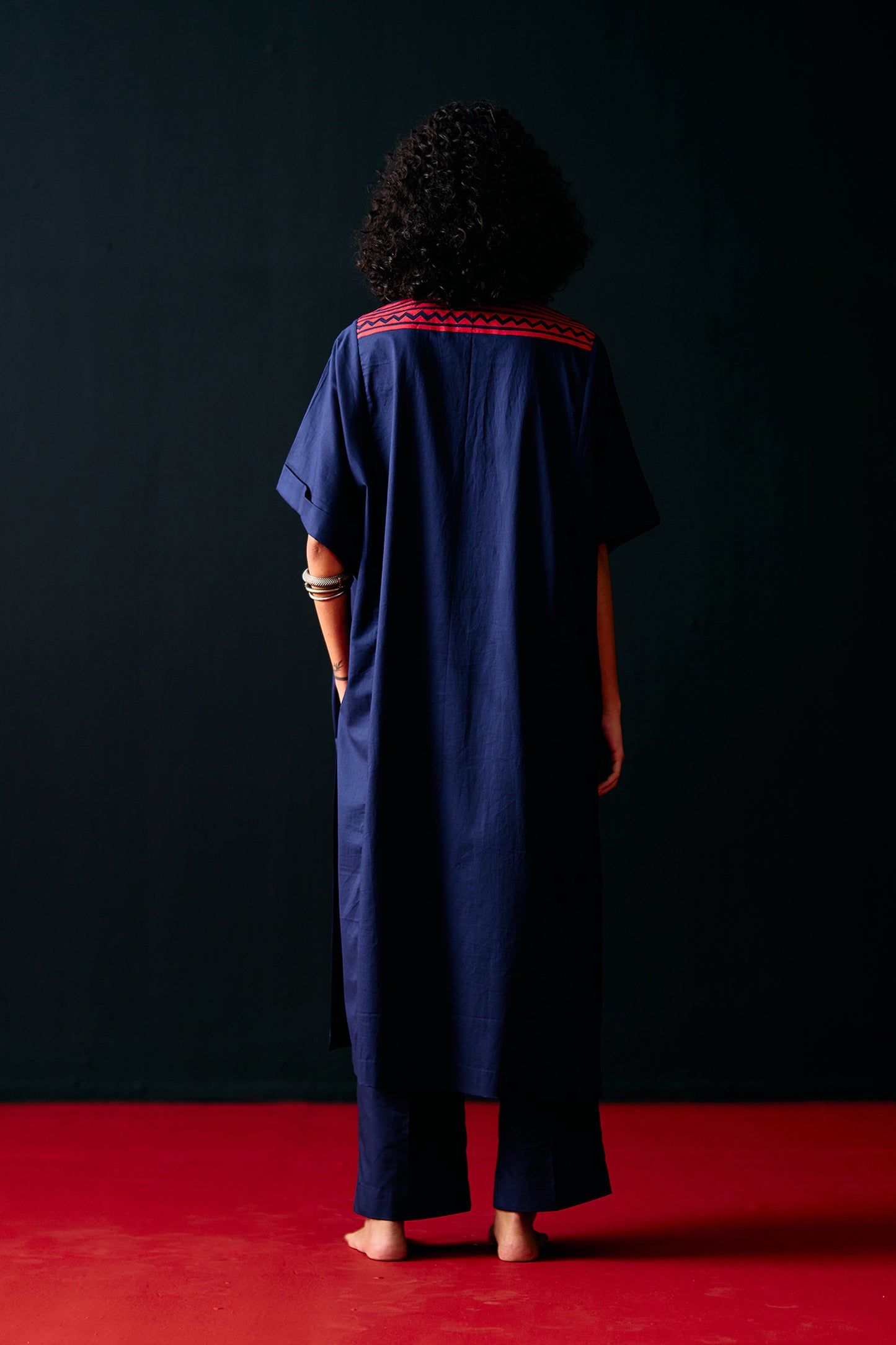 NAVY TRIBAL APPLIQUE' KAFTAN