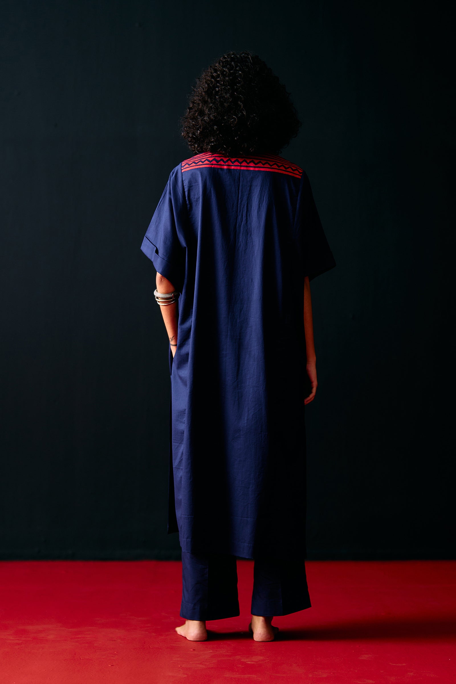 NAVY TRIBAL APPLIQUE' KAFTAN