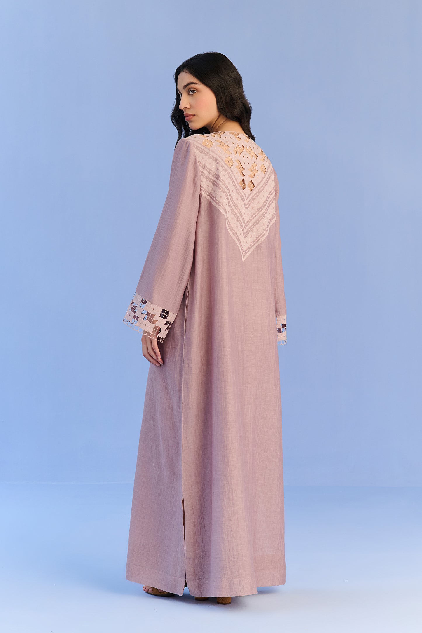 LACE APPLIQUE' AND CUTWORK DRESS