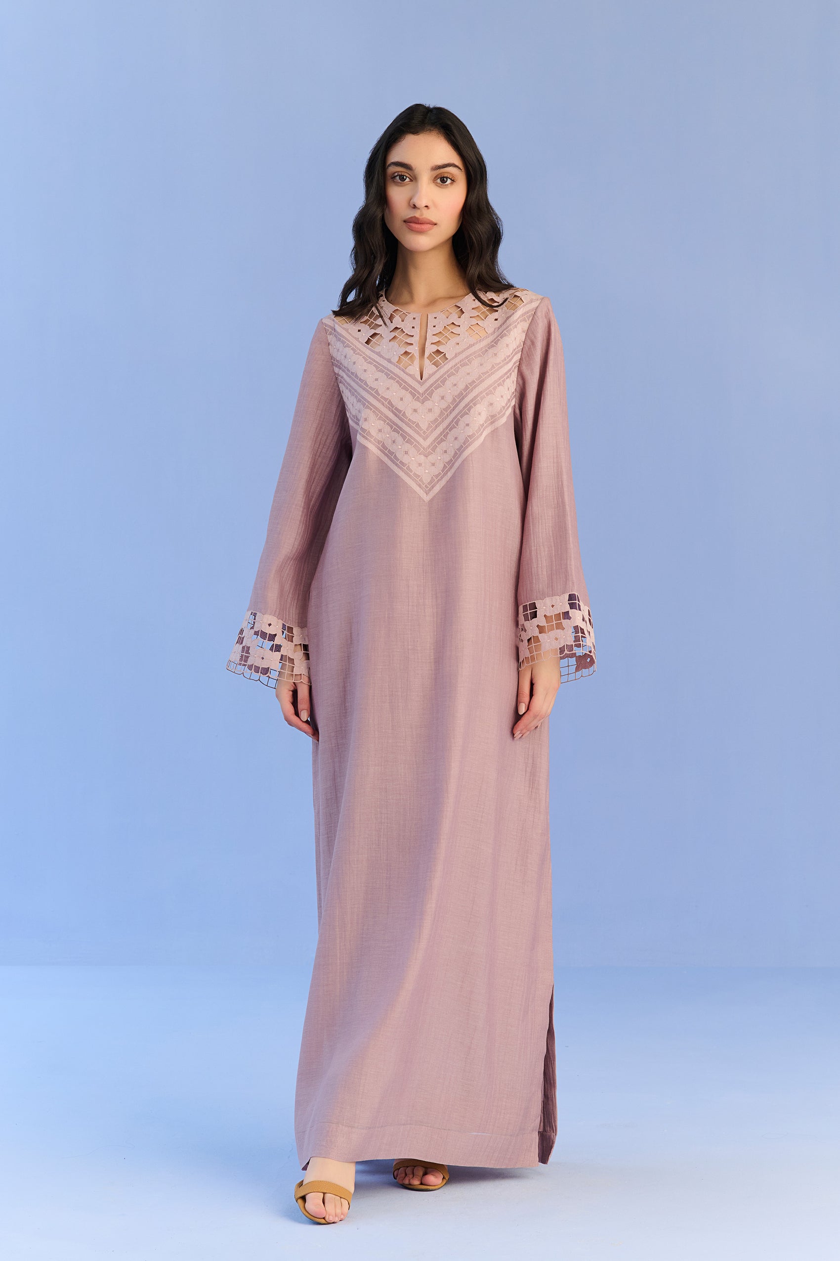 LACE APPLIQUE' AND CUTWORK DRESS