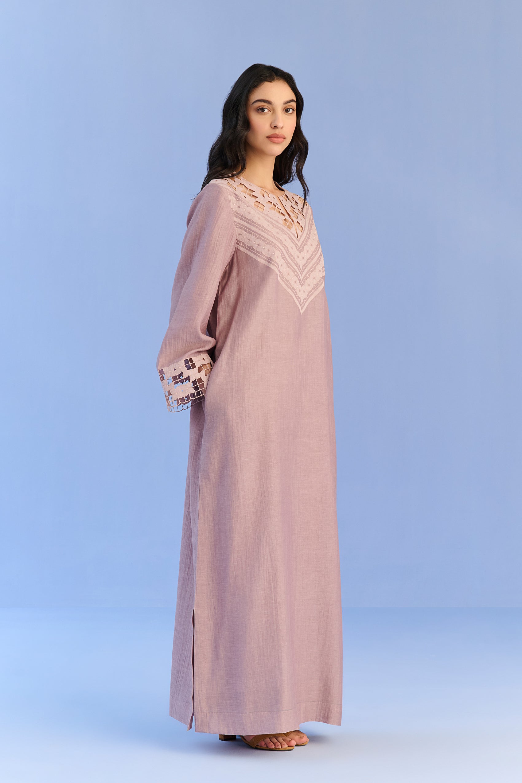 LACE APPLIQUE' AND CUTWORK DRESS