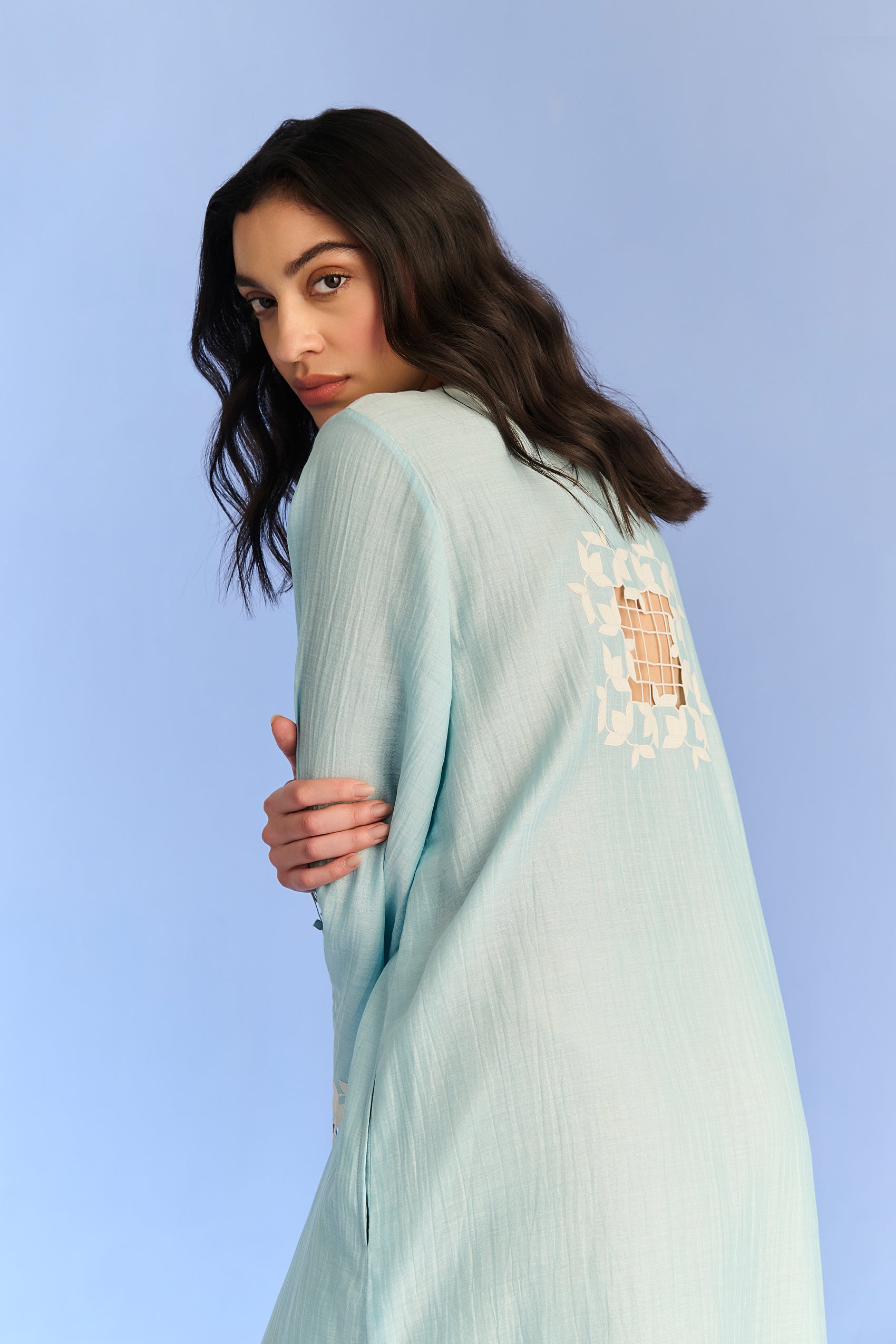 A-LINE DRESS WITH CUTWORK