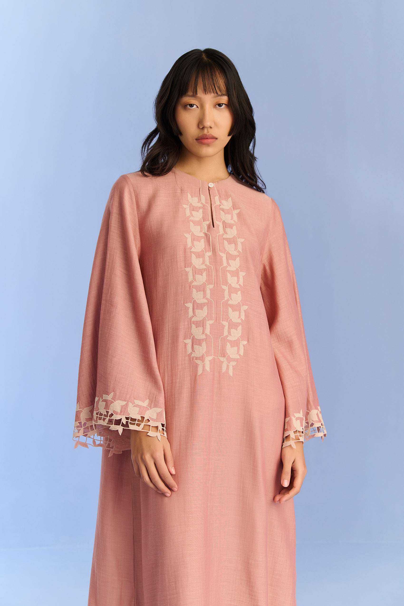 A-LINE DRESS WITH CUTWORK