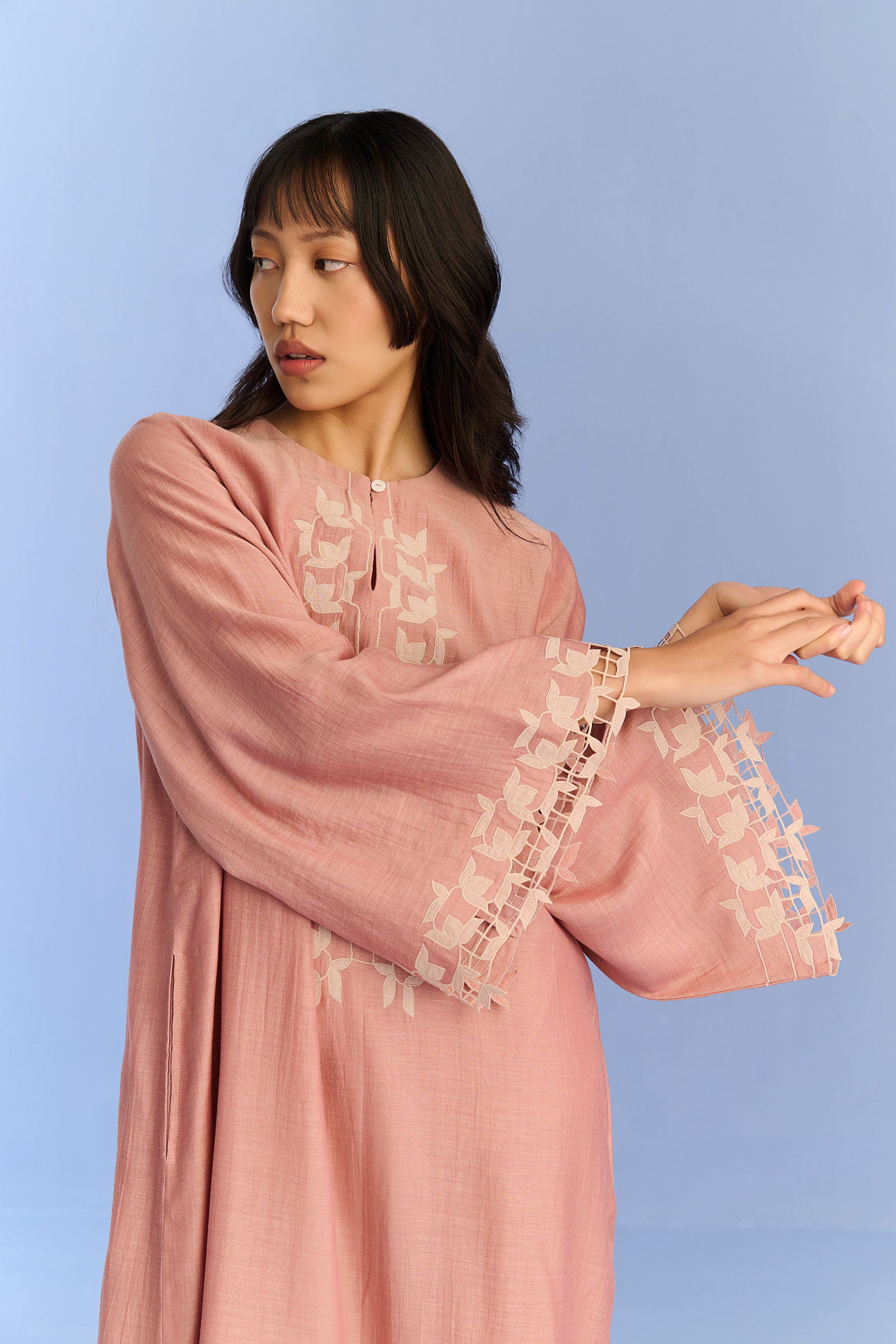 A-LINE DRESS WITH CUTWORK