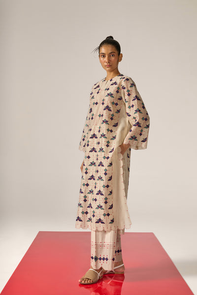 APPLIQUE' AND OUTLINE MILD A-LINE KAMEEZ