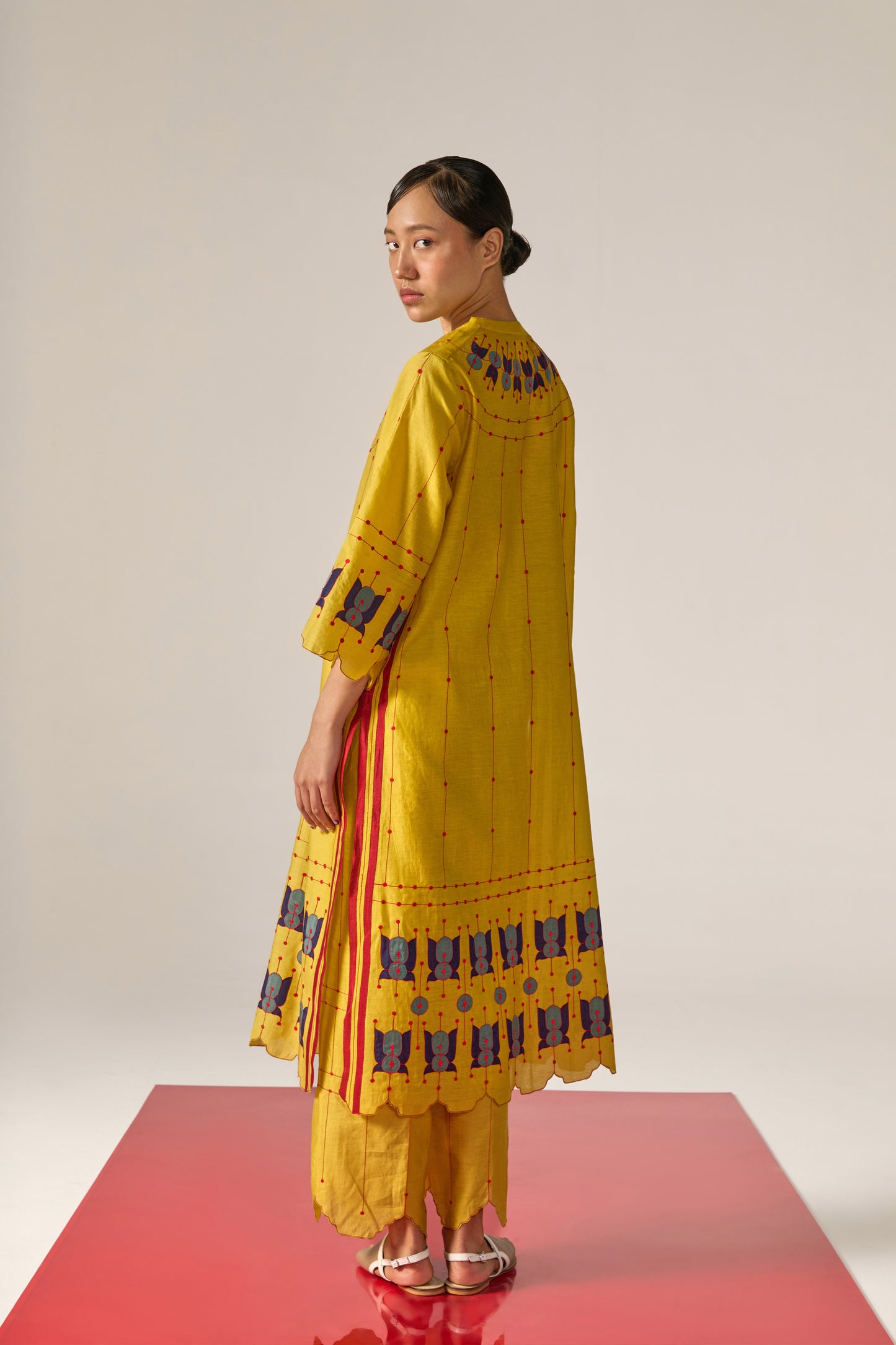 APPLIQUE' AND OUTLINE MILD A-LINE KAMEEZ