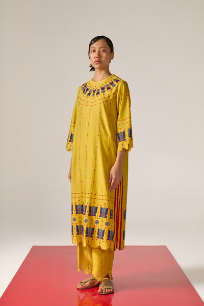 APPLIQUE' AND OUTLINE MILD A-LINE KAMEEZ