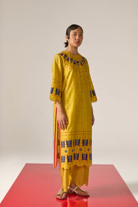 APPLIQUE' AND OUTLINE MILD A-LINE KAMEEZ